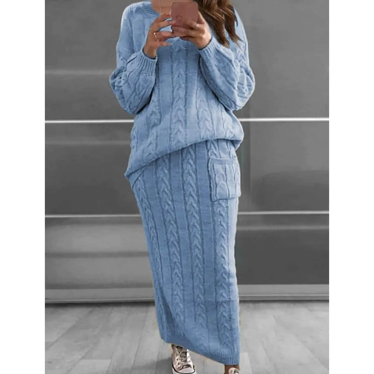 Women's Pocket Knitted Patchwork Solid Casual Long Sleeve Loose Sweater - A-1 Thread Vault