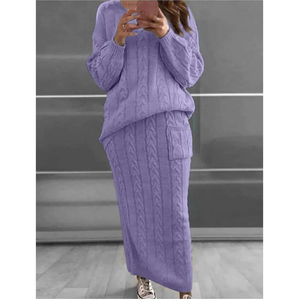 Women's Pocket Knitted Patchwork Solid Casual Long Sleeve Loose Sweater - A-1 Thread Vault