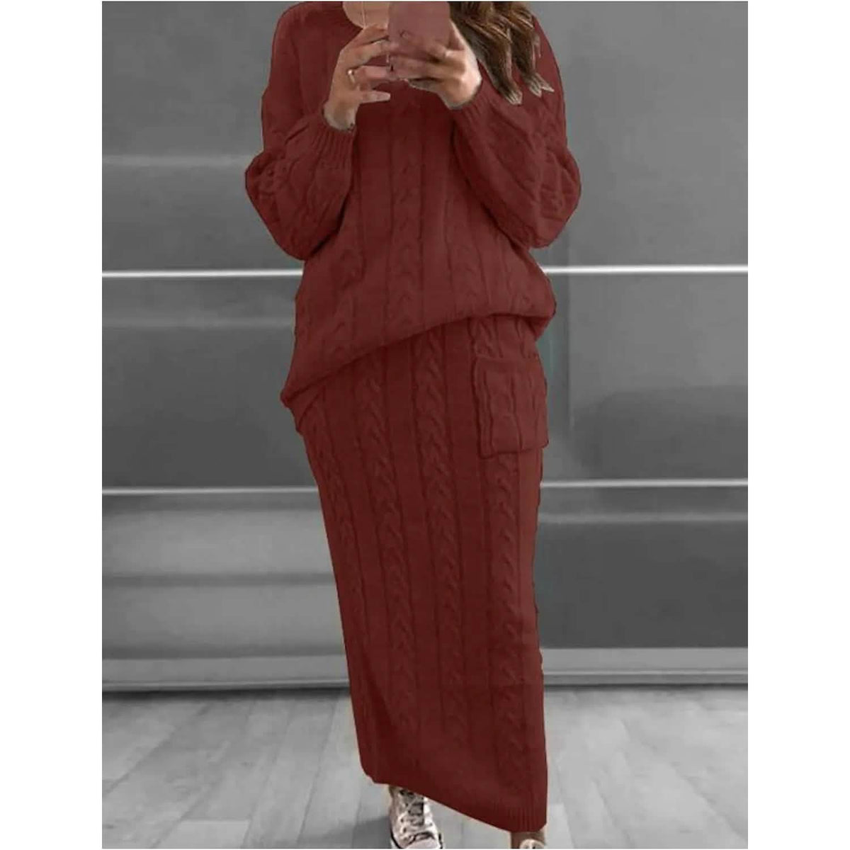 Women's Pocket Knitted Patchwork Solid Casual Long Sleeve Loose Sweater - A-1 Thread Vault