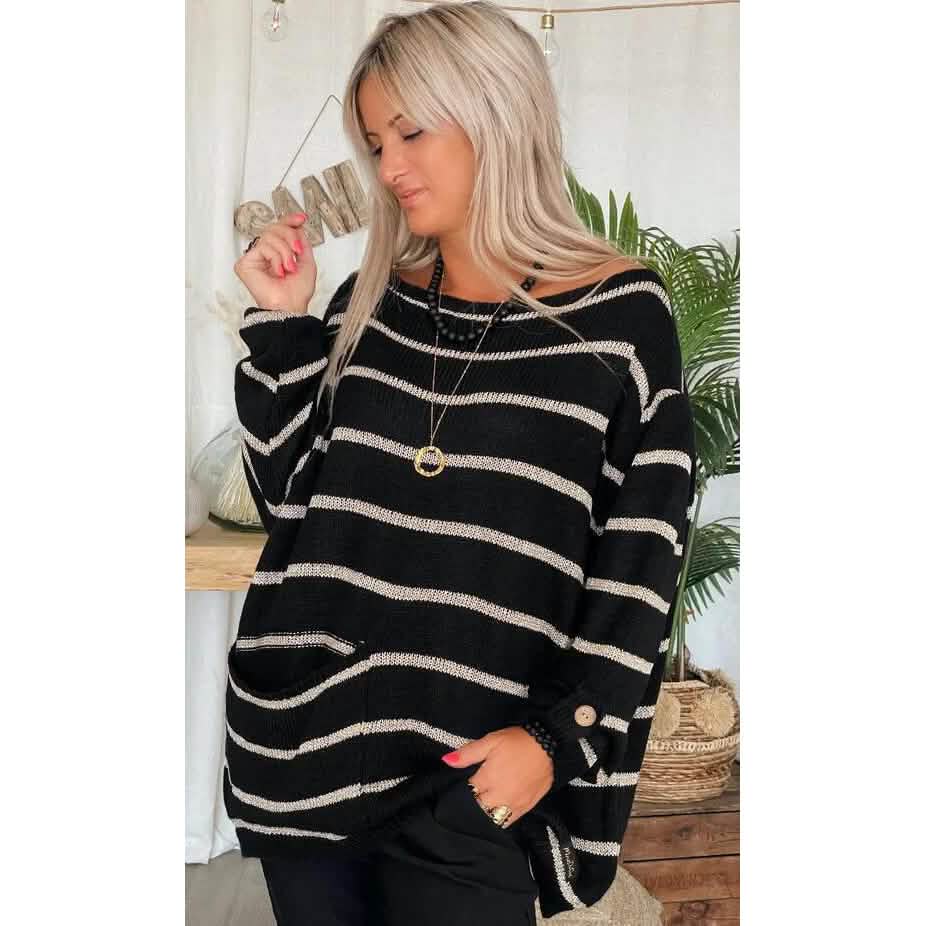 Women's Pullover Jumper Cable Knit Tunic Knitted Print Crew Neck - A-1 Thread Vault