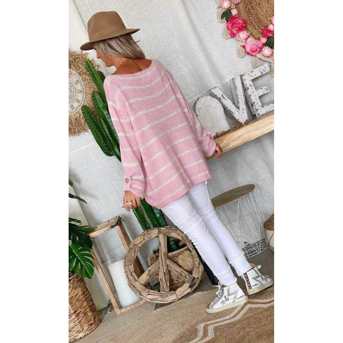 Women's Pullover Jumper Cable Knit Tunic Knitted Print Crew Neck - A-1 Thread Vault