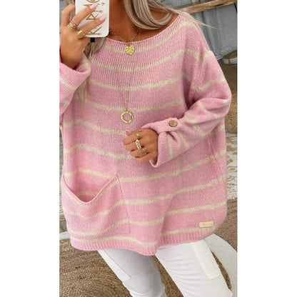 Women's Pullover Jumper Cable Knit Tunic Knitted Print Crew Neck - A-1 Thread Vault