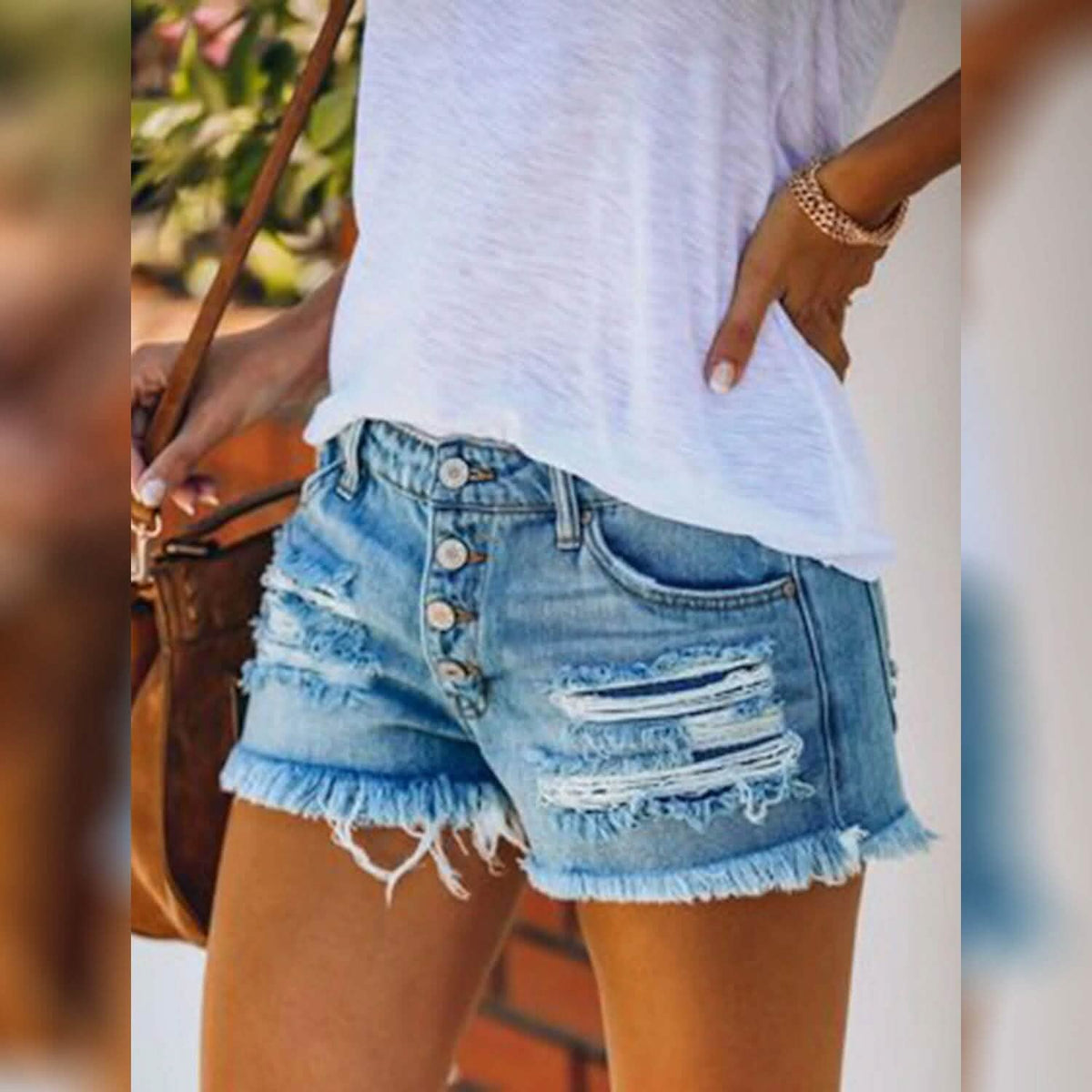 Women's Shorts Hot Pants Distressed Jeans Denim - A-1 Thread Vault