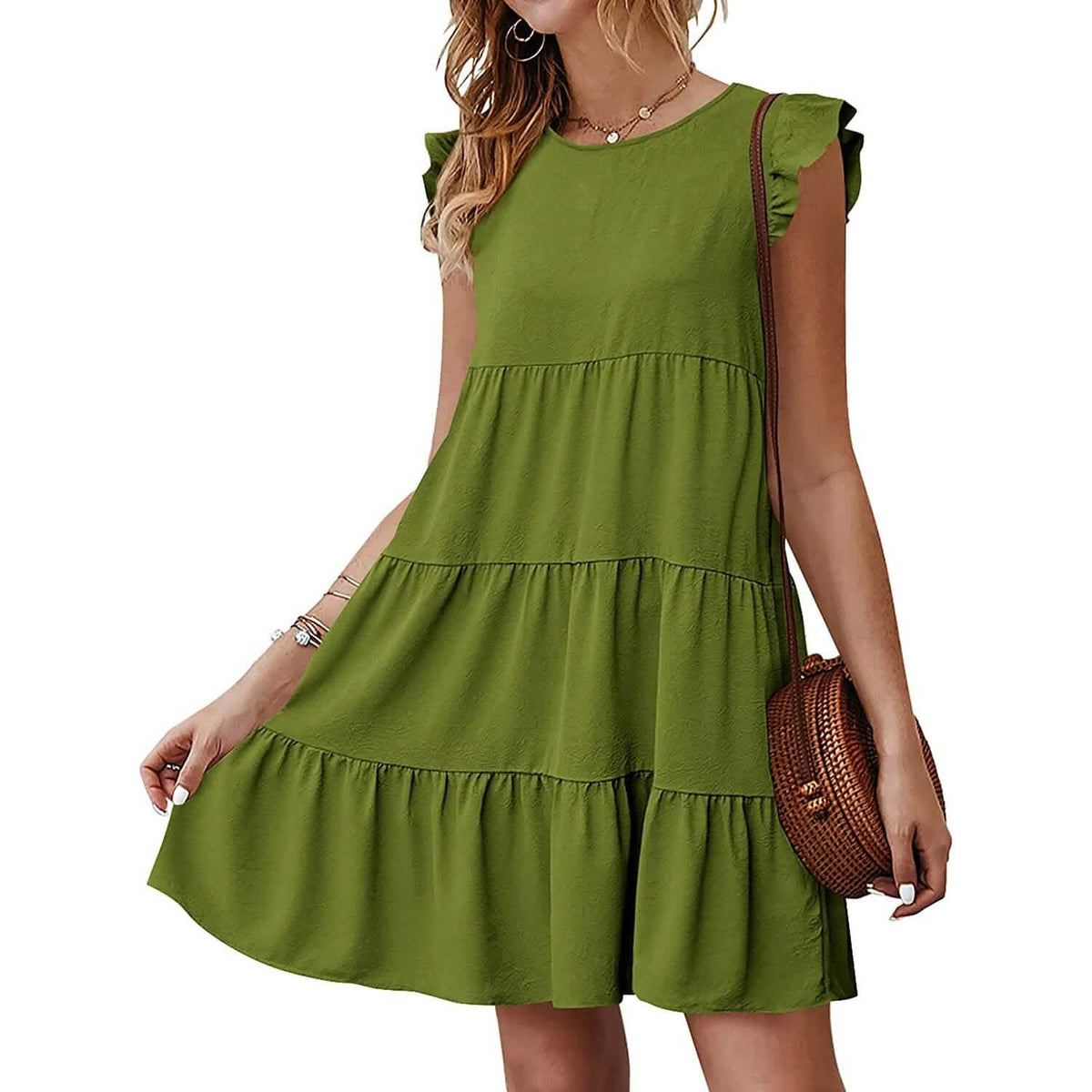Women's Sleeveless Ruffle Sleeve Summer Dress - A-1 Thread Vault