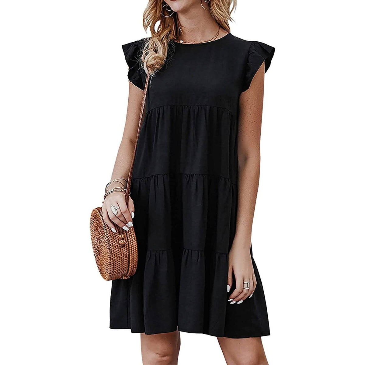 Women's Sleeveless Ruffle Sleeve Summer Dress - A-1 Thread Vault