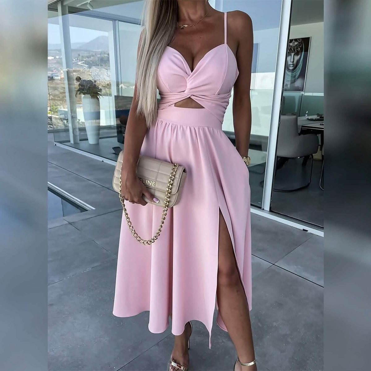 Women‚Äòs Split Cut Out Midi Dress - A-1 Thread Vault