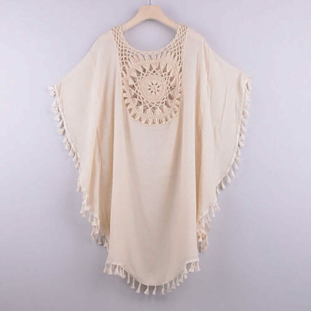 Women's Swimwear Cover Up Beach Dress Tassel Printing Hole - A-1 Thread Vault