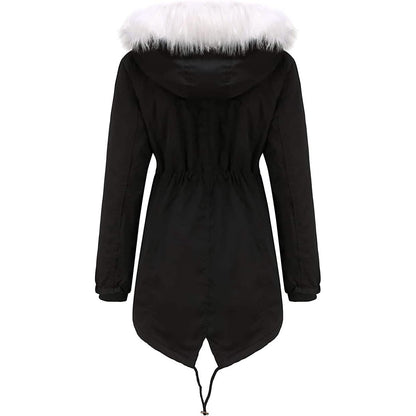 Women's Thick Warm Fleece Lined Winter Coat Jacket Parka with Fluffy Hood - A-1 Thread Vault