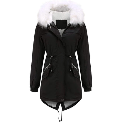 Women's Thick Warm Fleece Lined Winter Coat Jacket Parka with Fluffy Hood - A-1 Thread Vault