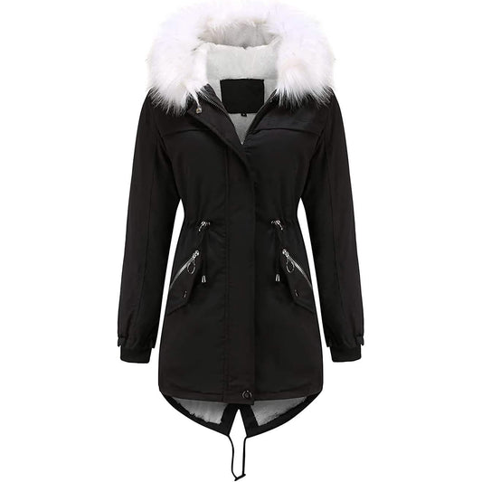 Women's Thick Warm Fleece Lined Winter Coat Jacket Parka with Fluffy Hood - A-1 Thread Vault
