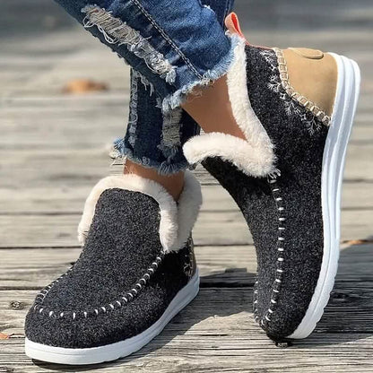 Women's Warm Thermal Plush Lined Flat Shoes - A-1 Thread Vault