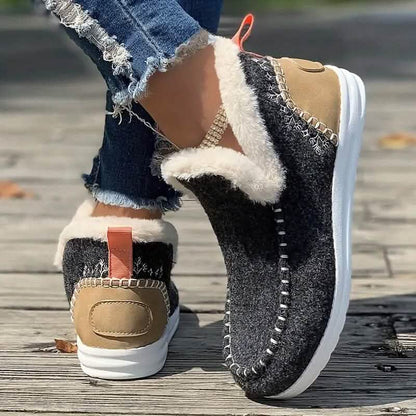 Women's Warm Thermal Plush Lined Flat Shoes - A-1 Thread Vault