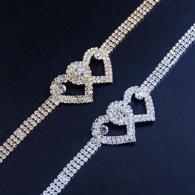 Women's White Ankle Bracelet Chandelier Heart - A-1 Thread Vault