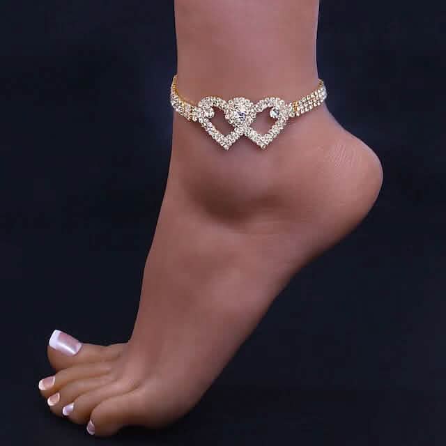 Women's White Ankle Bracelet Chandelier Heart - A-1 Thread Vault