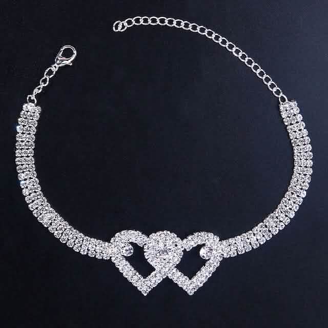 Women's White Ankle Bracelet Chandelier Heart - A-1 Thread Vault
