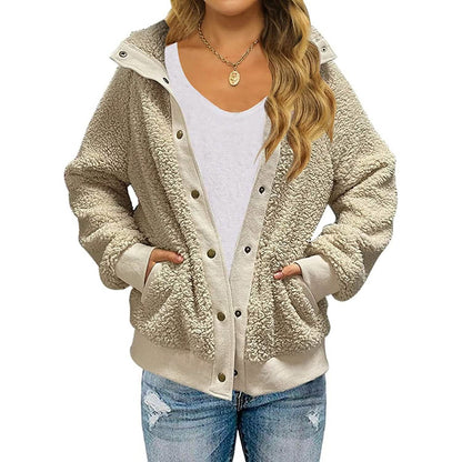 Womens Winter Sherpa Fleece Button Jacket Coat - A-1 Thread Vault