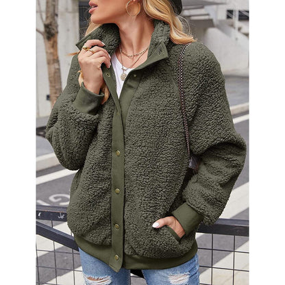 Womens Winter Sherpa Fleece Button Jacket Coat - A-1 Thread Vault