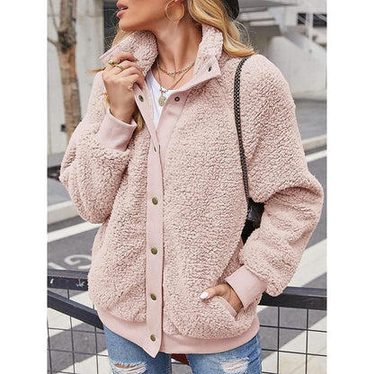Womens Winter Sherpa Fleece Button Jacket Coat - A-1 Thread Vault
