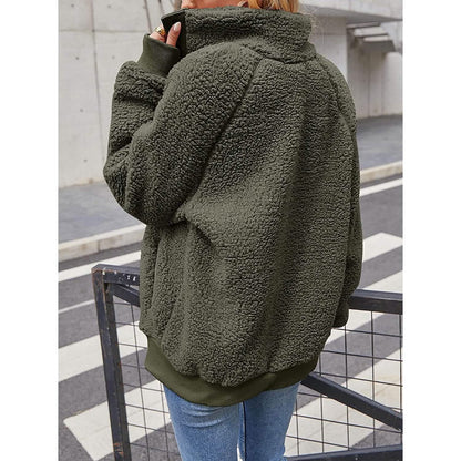 Womens Winter Sherpa Fleece Button Jacket Coat - A-1 Thread Vault