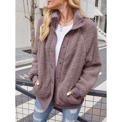 Womens Winter Sherpa Fleece Button Jacket Coat - A-1 Thread Vault