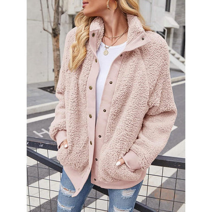 Womens Winter Sherpa Fleece Button Jacket Coat - A-1 Thread Vault