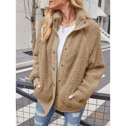 Womens Winter Sherpa Fleece Button Jacket Coat - A-1 Thread Vault