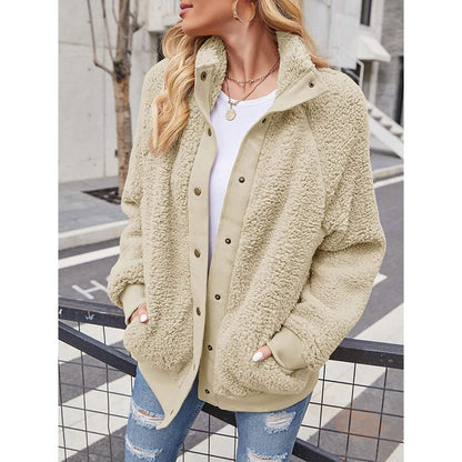 Womens Winter Sherpa Fleece Button Jacket Coat - A-1 Thread Vault