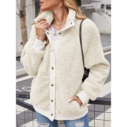 Womens Winter Sherpa Fleece Button Jacket Coat - A-1 Thread Vault