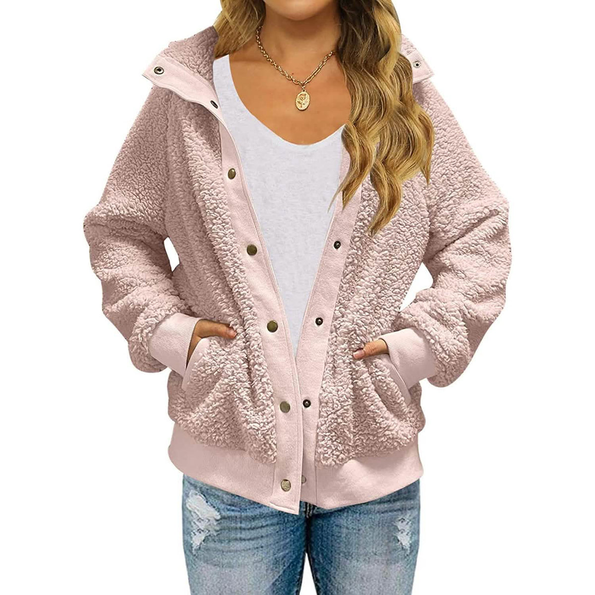 Womens Winter Sherpa Fleece Button Jacket Coat - A-1 Thread Vault