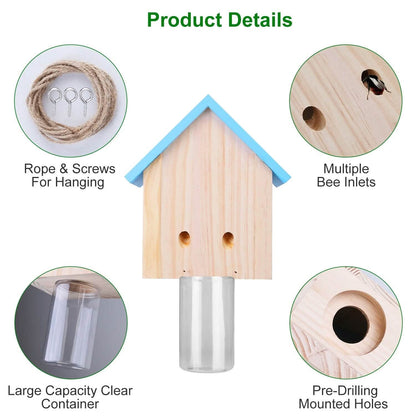 Wood Carpenter Bee Trap Outdoor Natural Pine Wood - A-1 Thread Vault