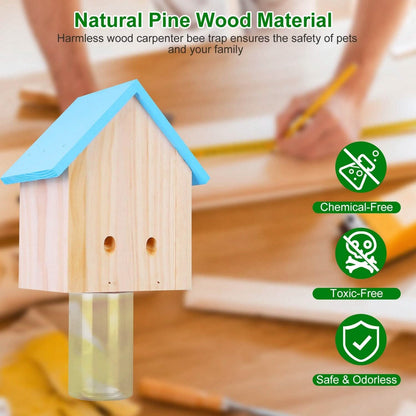 Wood Carpenter Bee Trap Outdoor Natural Pine Wood - A-1 Thread Vault