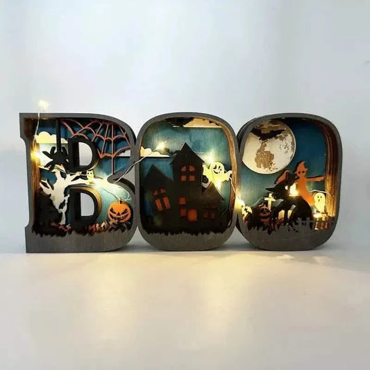 Wooden 3D Halloween Letter Shaped LED Light - A-1 Thread Vault