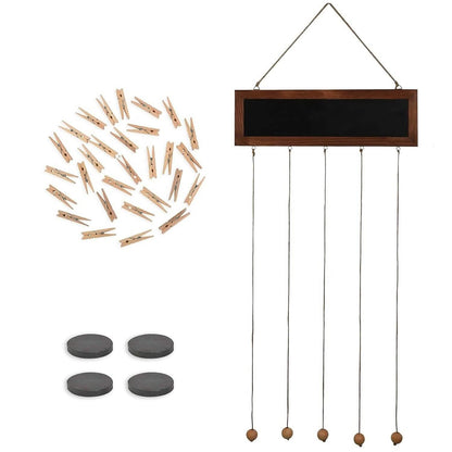 Wooden Hanging Picture Frame Display String Ropes with 30 Clips Writable Blackboard - A-1 Thread Vault