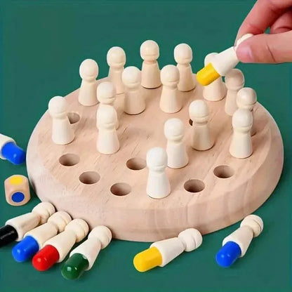 Wooden Memory Match Game - Educational Chess Puzzle for Kids & Adults - A-1 Thread Vault