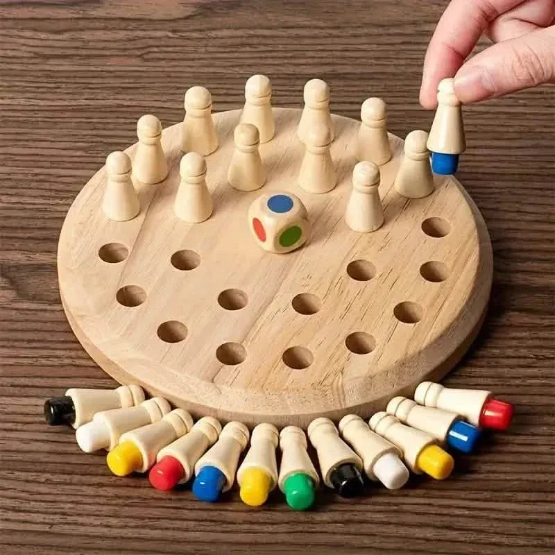 Wooden Memory Match Game - Educational Chess Puzzle for Kids & Adults - A-1 Thread Vault
