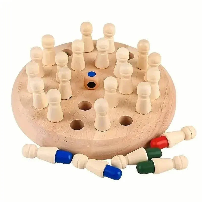 Wooden Memory Match Game - Educational Chess Puzzle for Kids & Adults - A-1 Thread Vault