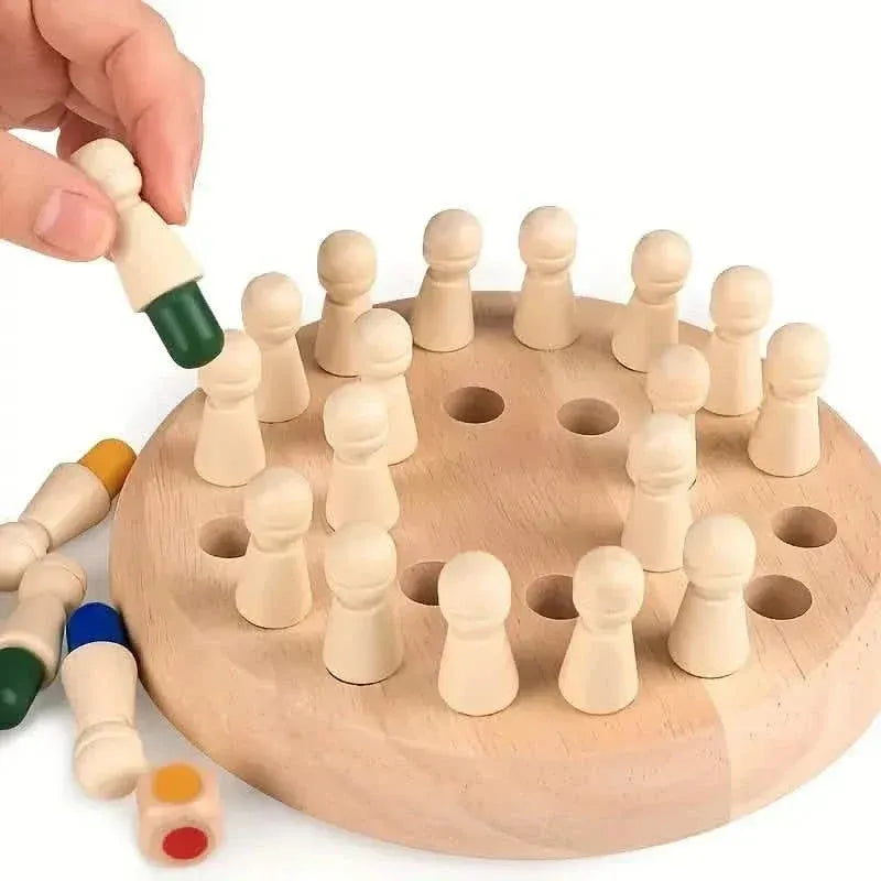 Wooden Memory Match Game - Educational Chess Puzzle for Kids & Adults - A-1 Thread Vault