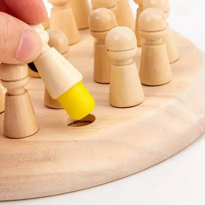 Wooden Memory Match Game - Educational Chess Puzzle for Kids & Adults - A-1 Thread Vault