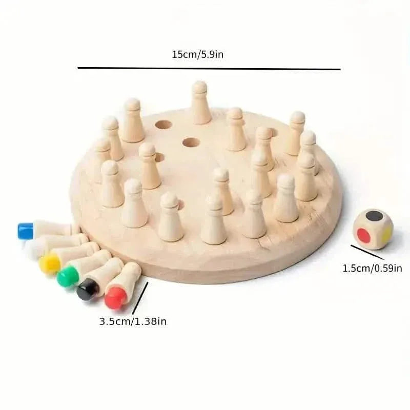 Wooden Memory Match Game - Educational Chess Puzzle for Kids & Adults - A-1 Thread Vault
