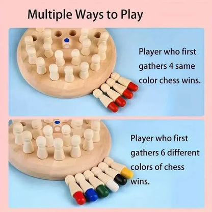 Wooden Memory Match Game - Educational Chess Puzzle for Kids & Adults - A-1 Thread Vault