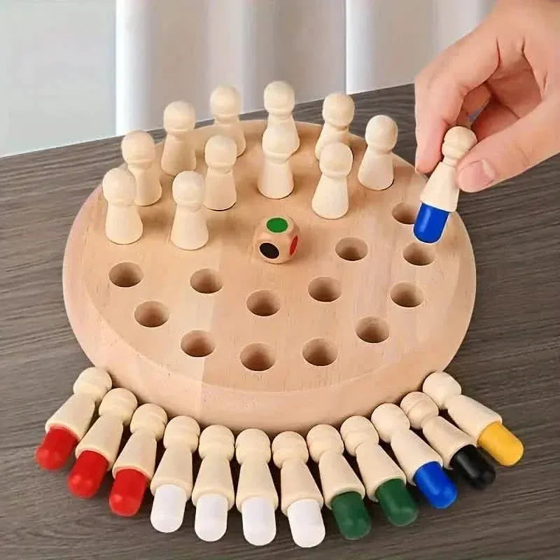 Wooden Memory Match Game - Educational Chess Puzzle for Kids & Adults - A-1 Thread Vault
