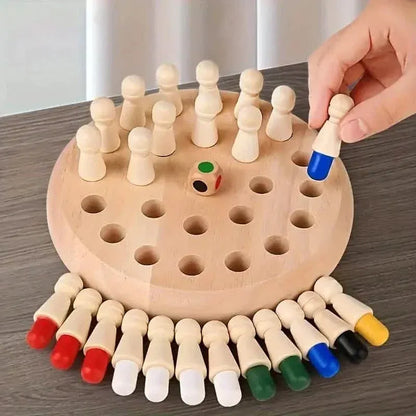Wooden Memory Match Game - Educational Chess Puzzle for Kids & Adults - A-1 Thread Vault