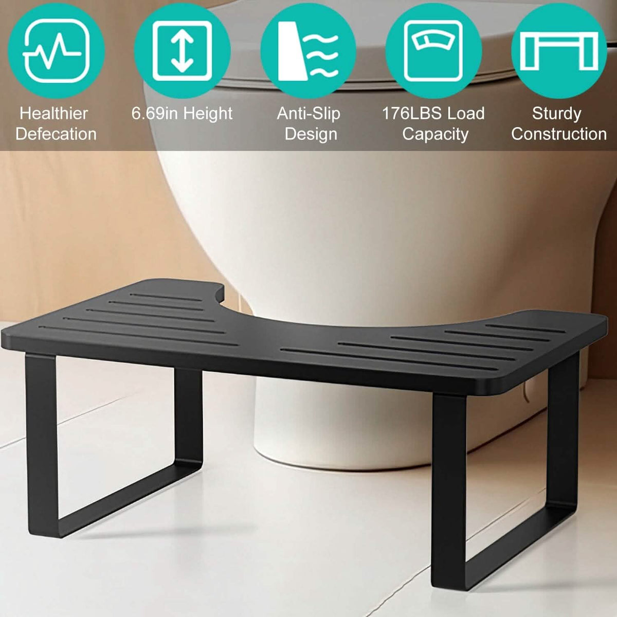 Wooden Metal Stool Height Bathroom Toilet Stool - A-1 Thread Vault