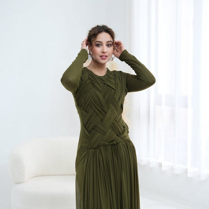 Woven Cross-Strap Bodice Mesh Maxi Dress(MS454) - A-1 Thread Vault