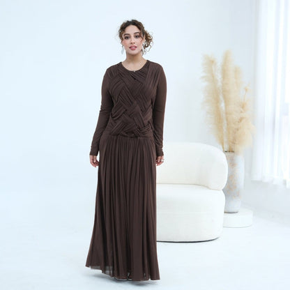Woven Cross-Strap Bodice Mesh Maxi Dress(MS454) - A-1 Thread Vault