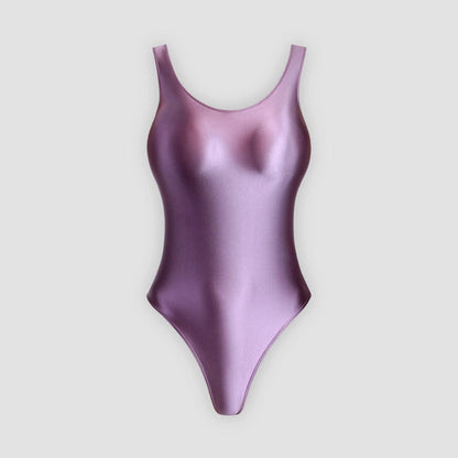 XClocKNYoung satin glossy swimsuit Satin Glossy Leotards U-shaped back High-Cut Bikini Thong Bodysuit glossy swimsuit - A-1 Thread Vault