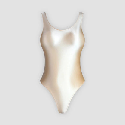 XClocKNYoung satin glossy swimsuit Satin Glossy Leotards U-shaped back High-Cut Bikini Thong Bodysuit glossy swimsuit - A-1 Thread Vault