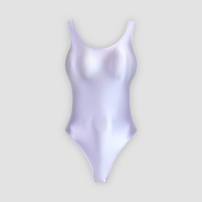XClocKNYoung satin glossy swimsuit Satin Glossy Leotards U-shaped back High-Cut Bikini Thong Bodysuit glossy swimsuit - A-1 Thread Vault