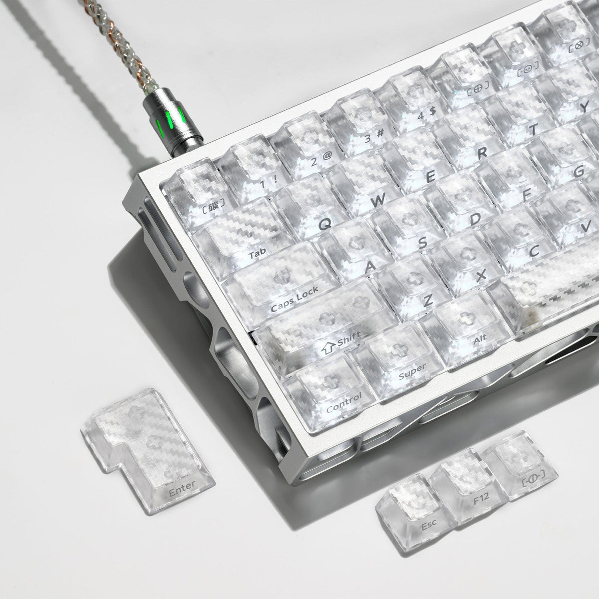 XVX Carbon Fiber Textured Cherry Profile PC Keycap Set - A-1 Thread Vault