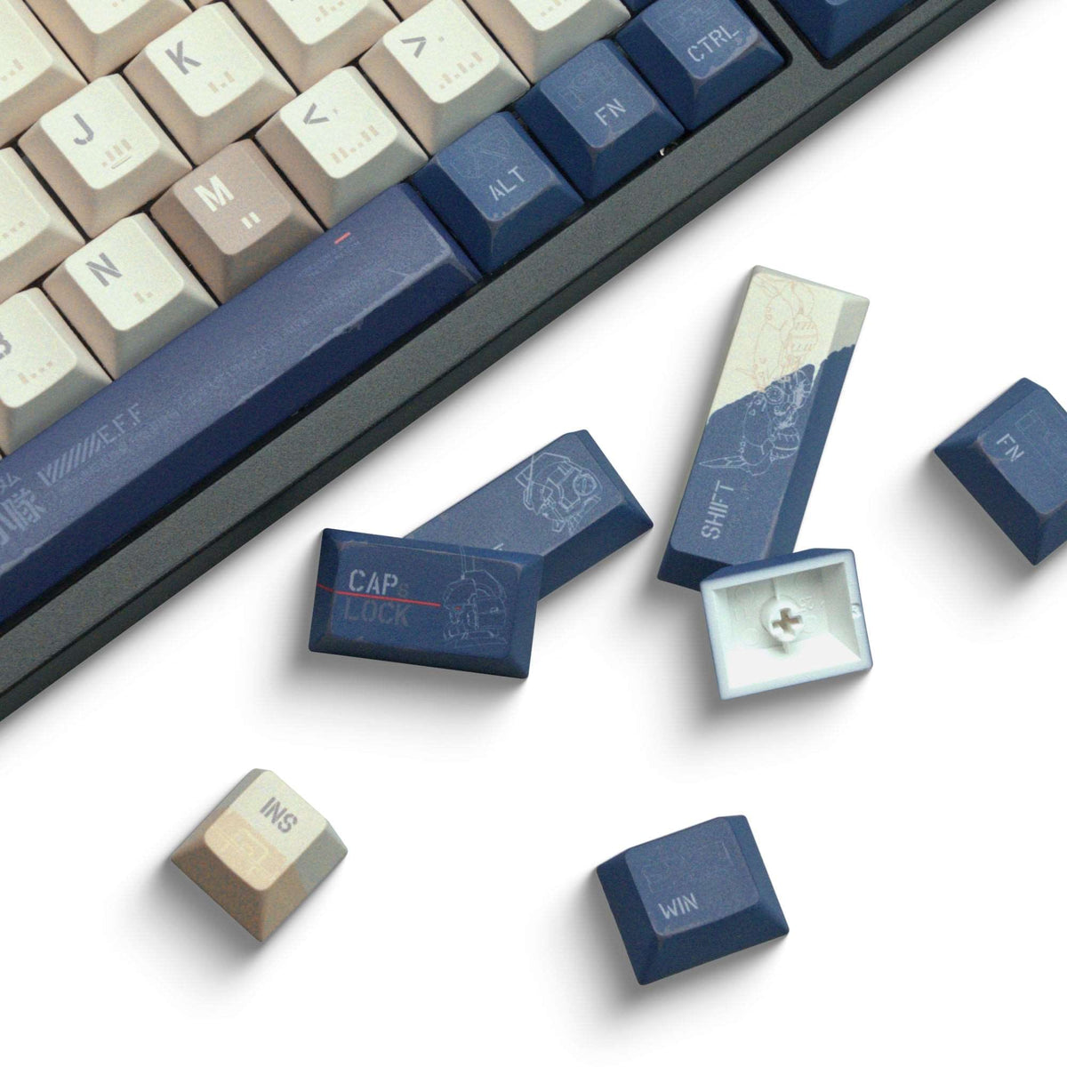 XVX Damaged Mecha Themed Cherry Profile 143-Key Keycaps Full Set - A-1 Thread Vault